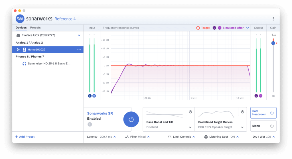 Sonarworks Reference 4 Systemwide の画面